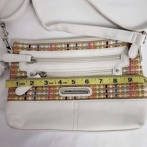 STONE Mountain NWOT Crossbody Wristlet Adjustable Strap White and Tan Woven - Picture 11 of 16